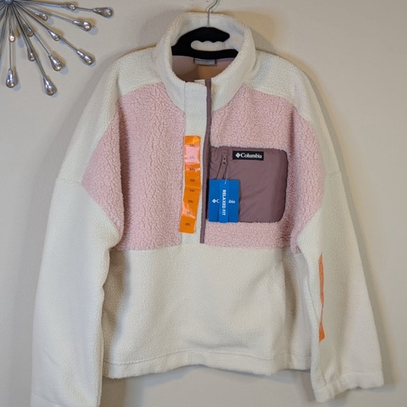 💥💥 SOLD💥💥 Tic Tok Sensation Columbia Lodge Sherpa Fleece Jacket Pink XL NWT - Picture 4 of 14